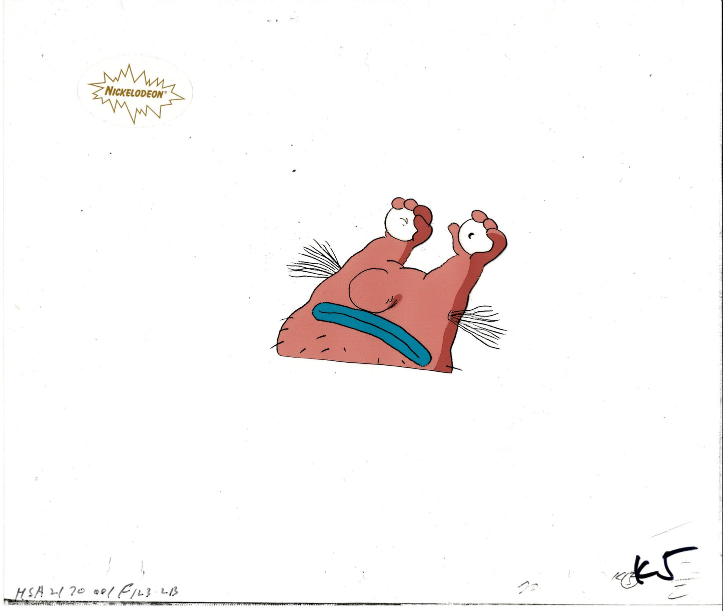 Aaahh!!! Real Monsters Krumm Original Production Animation Cel WITH Production Background OBG and Drawing from Nickelodeon 1994-1997