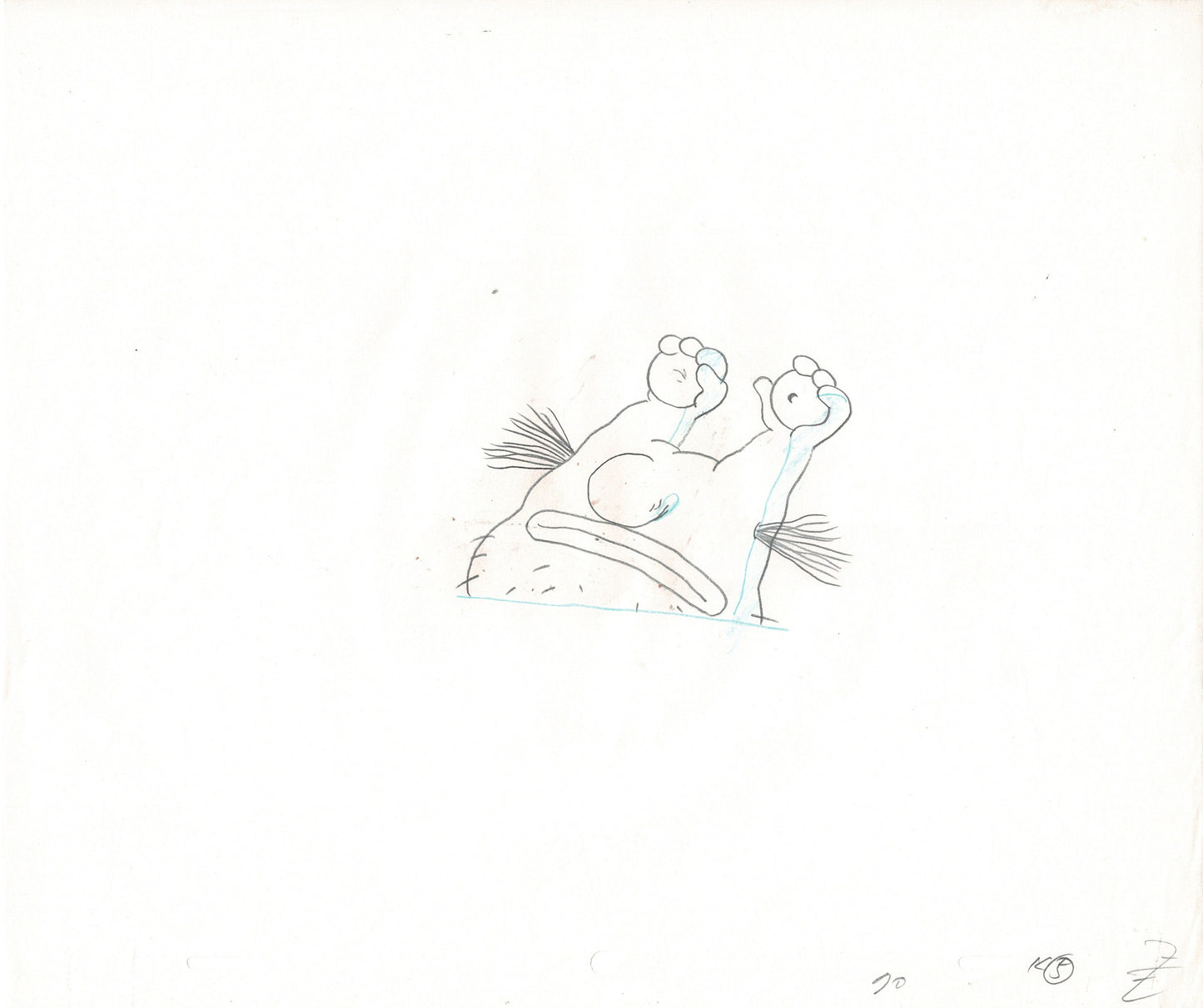 Aaahh!!! Real Monsters Krumm Original Production Animation Cel WITH Production Background OBG and Drawing from Nickelodeon 1994-1997