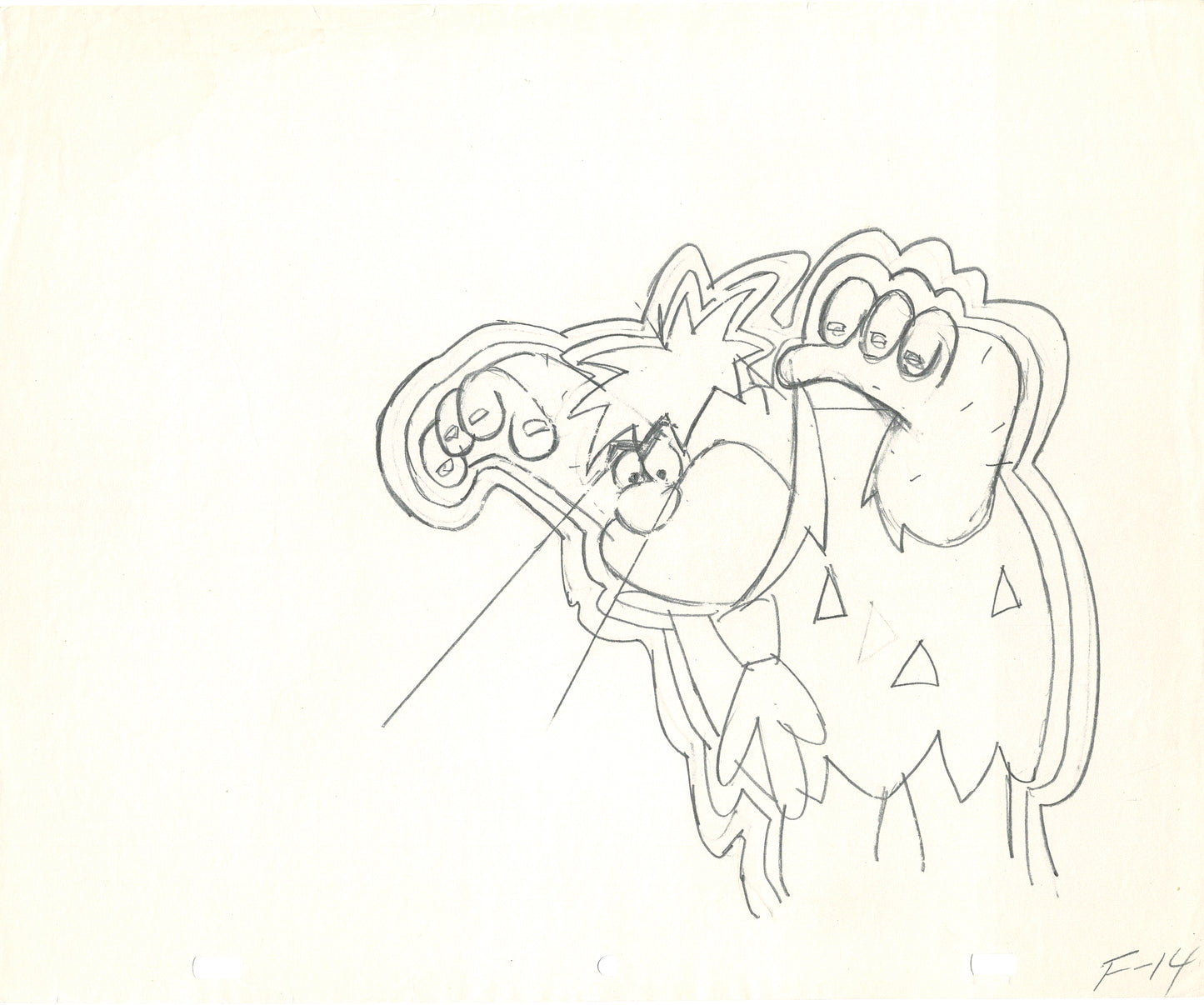 The Flintstones 2 LOT Production Animation Art Cel Drawings from Hanna-Barbera 1970's or 80's Fruity Pebbles Commercial from Babet R2-4