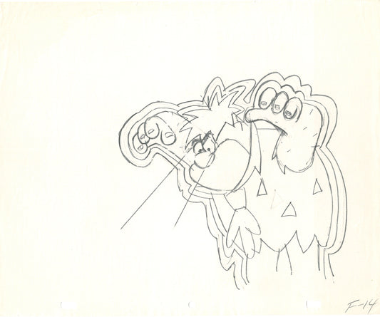 The Flintstones 2 LOT Production Animation Art Cel Drawings from Hanna-Barbera 1970's or 80's Fruity Pebbles Commercial from Babet R2-4
