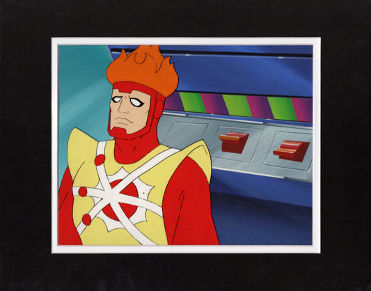 Superfriends Firestorm Animation Cartoon Cel AND OBG Background Hanna Barbera