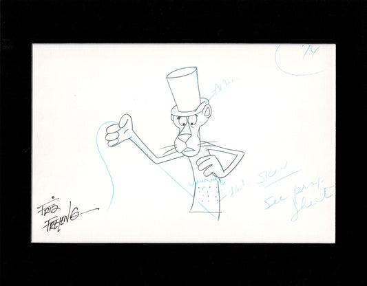 Pink Panther Vintage SIGNED Animation Cel Drawing 1969 DePatie Freleng b2