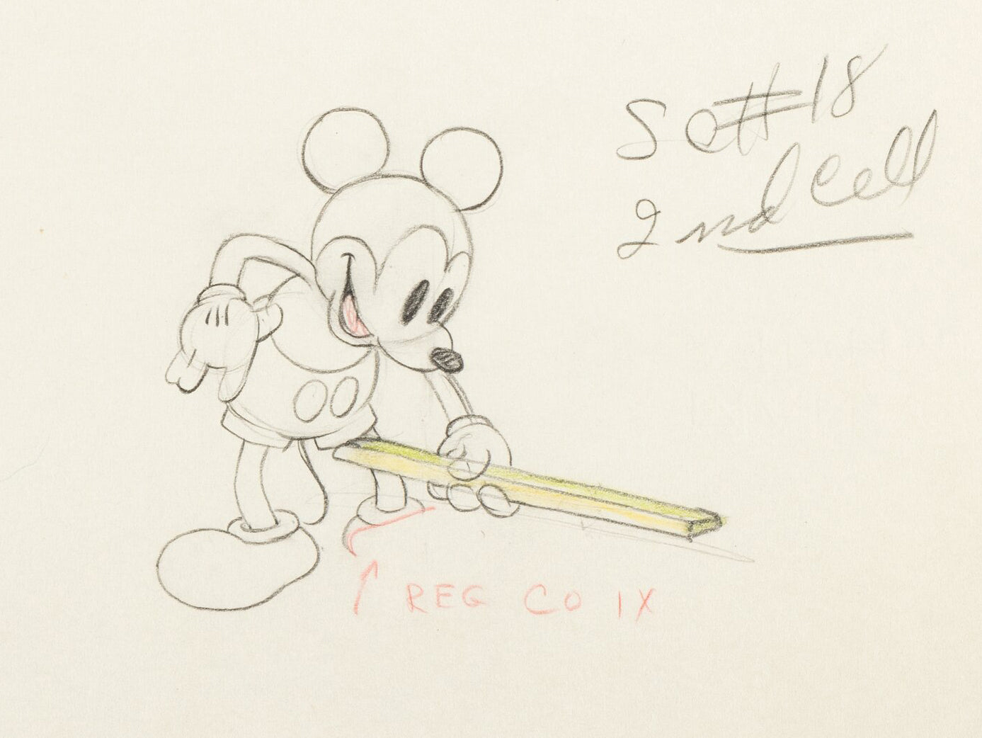 Mickey Mouse 1935 Original Production Animation Cel Drawing from Disney Mickey's Man Friday 110