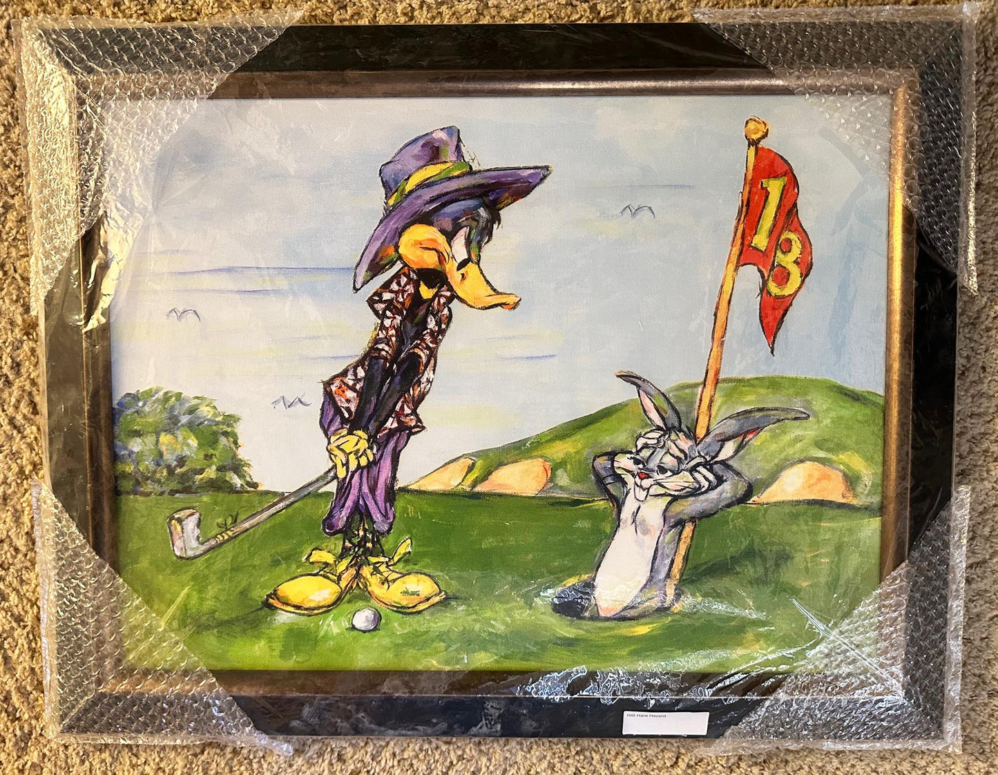 CHUCK JONES Hare Hazard Golf Bugs Bunny Warner Brothers Canvas Giclee Limited Edition of 400 Med FRAMED OH