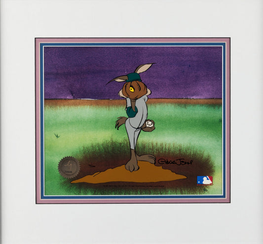 Chuck Jones SIGNED Wile E Coyote MLB Baseball Limited Edition Cel Looney Tunes Warner Brothers 1991 OH