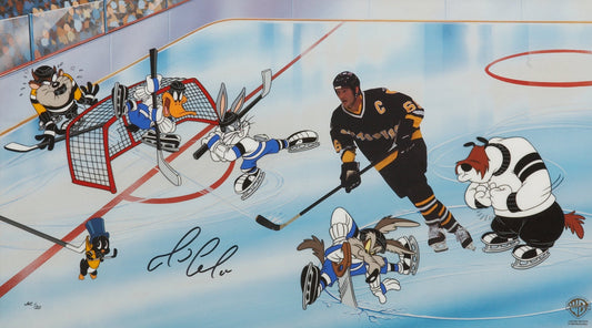 Goal Limieux Looney Tunes Warner Brothers Limited Ed Animation Cel of 350 Signed by Mario Limieux Playing Ice Hockey with Bugs Bunny n More