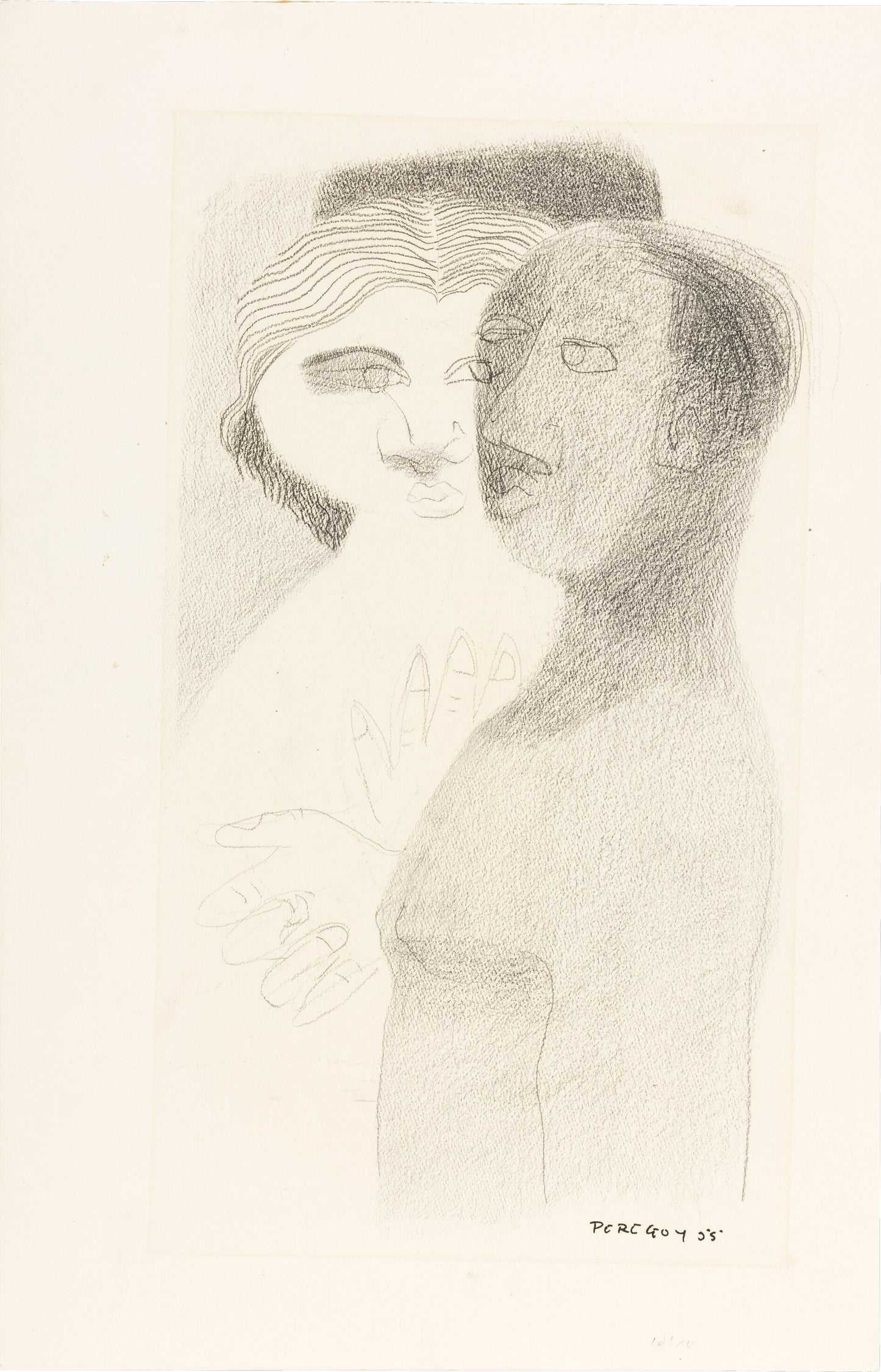 Disney Legend Walt Peregoy Animator Signed Drawing Heads II One of a kind 1955 OH