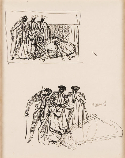 Bullfighting Animator Marc Davis Original Preliminary Drawing One of a Kind from Disneys Nine Old Men 1948 2