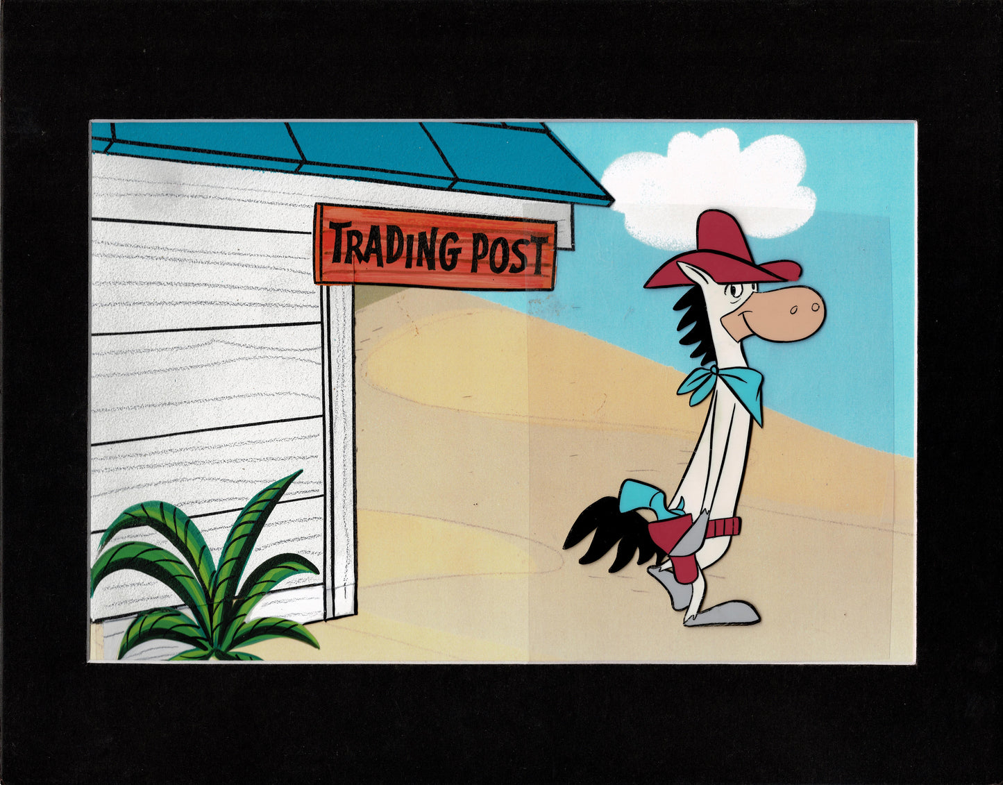 Quick Draw McGraw Production Animation Art Cel and Wally Gator Background Overlay Cel Hanna Barbera 1959-61