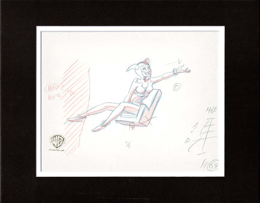 Batman the Animated Series BTAS KEY Animation Production Cel Drawing of Harley Quinn from Warner Bros 1994 Trial Episode