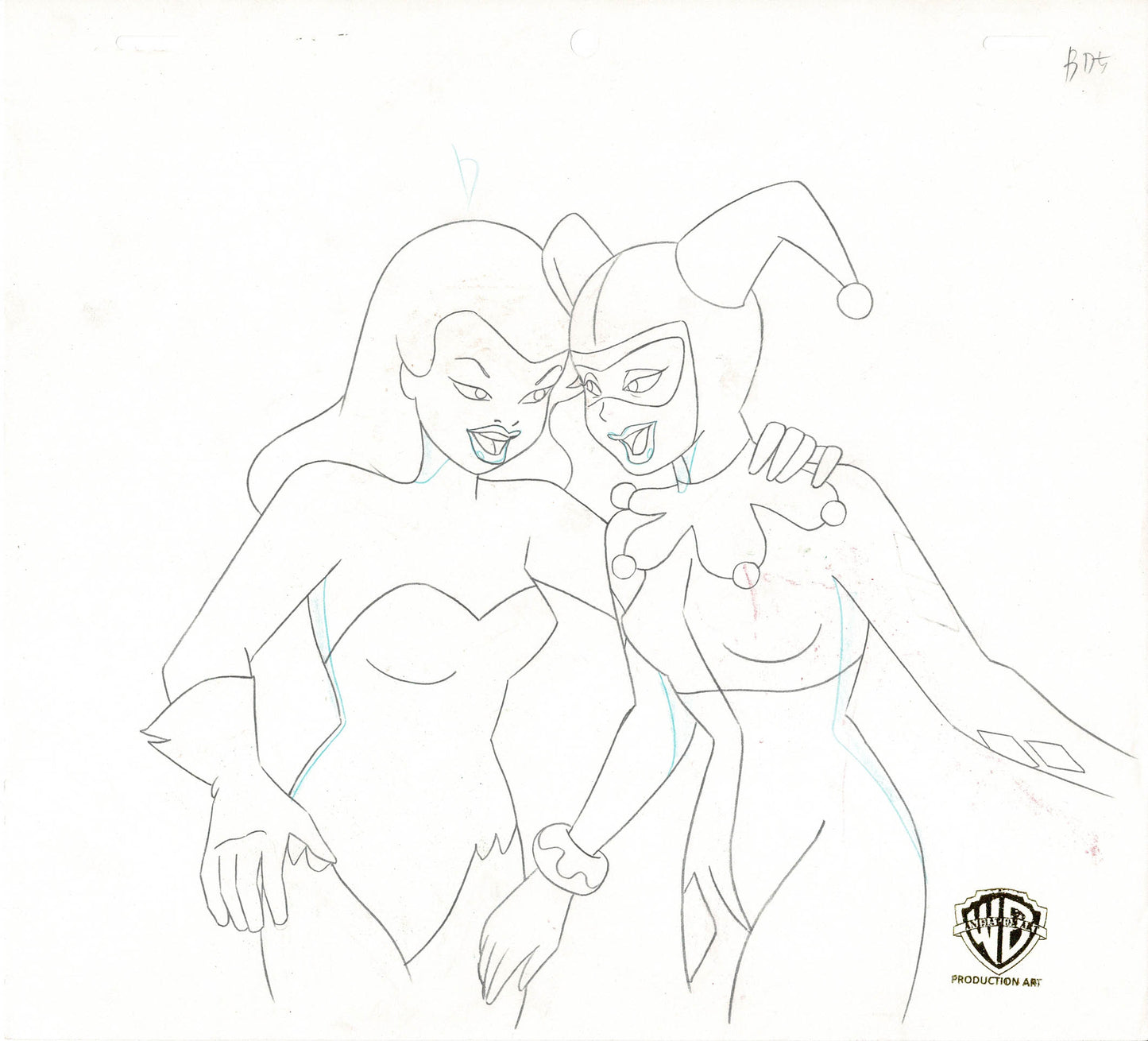 Batman Animated Series BTAS Cel Drawing Harley Quinn and Poison Ivy Warner Bros 1993