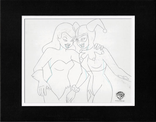 Batman Animated Series BTAS Cel Drawing Harley Quinn and Poison Ivy Warner Bros 1993