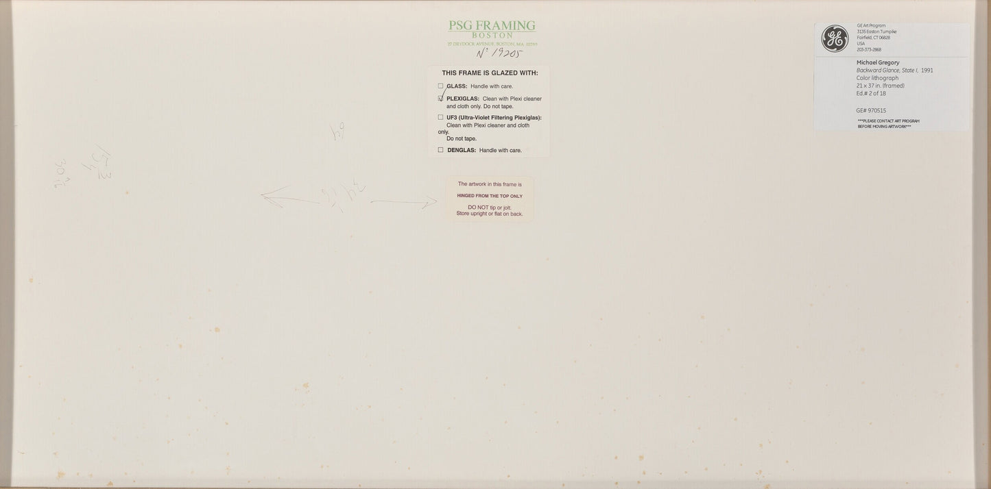 Michael Gregory Backward Glance State I 1991 Signed Lithograph Limited Edition of 18 Framed