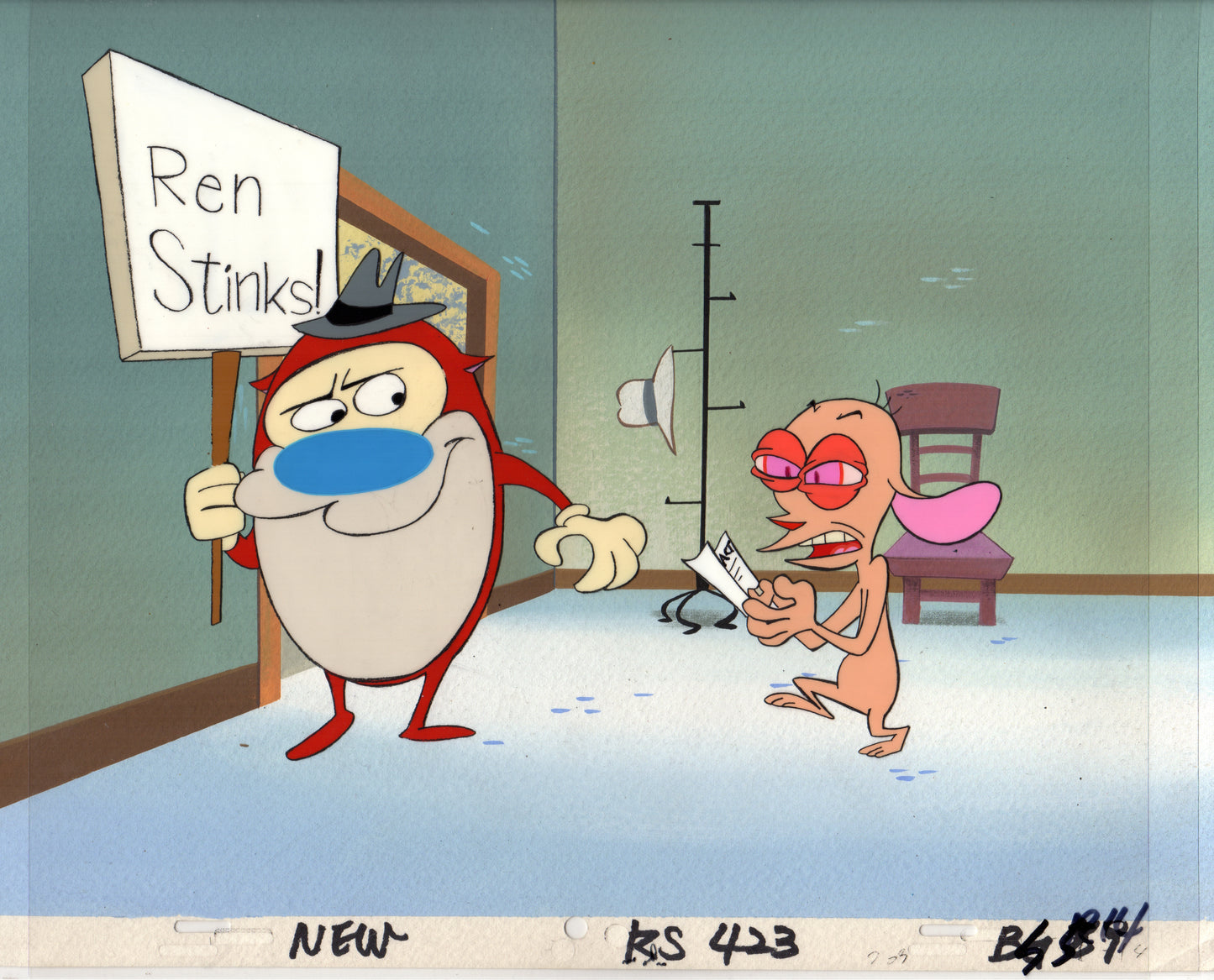 Ren and Stimpy Animation Cartoon Cel and Hand-Painted Background OBG from Nickelodeon 1994-5 5 FC