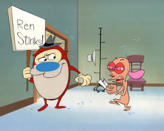 Ren and Stimpy Animation Cartoon Cel and Hand-Painted Background OBG from Nickelodeon 1994-5 5 FC