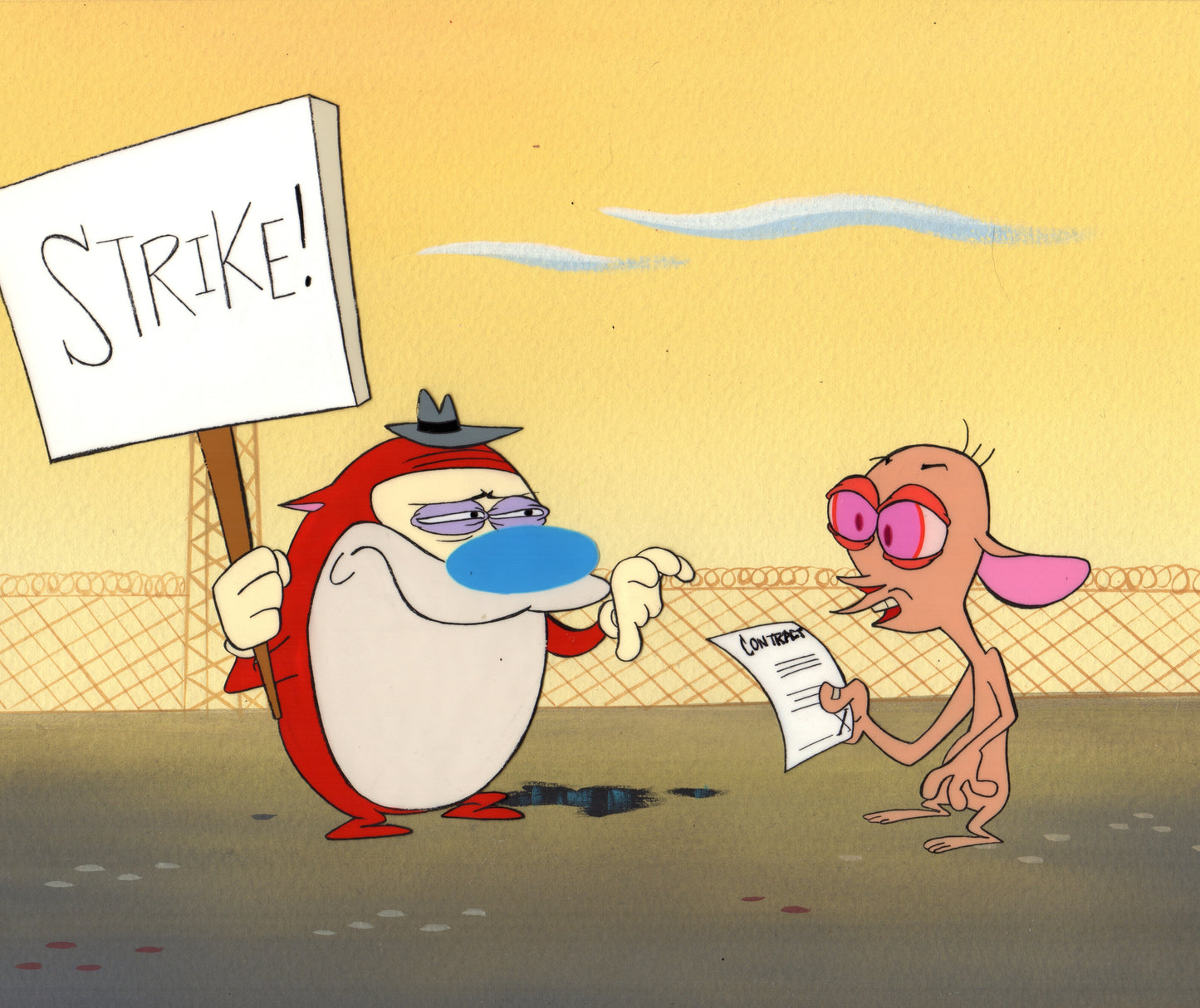 Ren and Stimpy Animation Cartoon Cel and Hand-Painted Background OBG from Nickelodeon 1994-5 6 FC