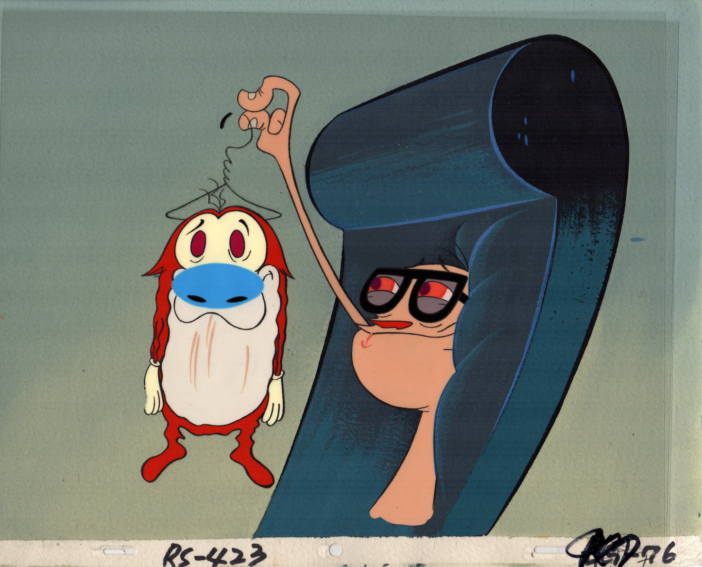 Ren and Stimpy Animation Cartoon Cel and Hand-Painted Background OBG from Nickelodeon 1994-5 7 FC