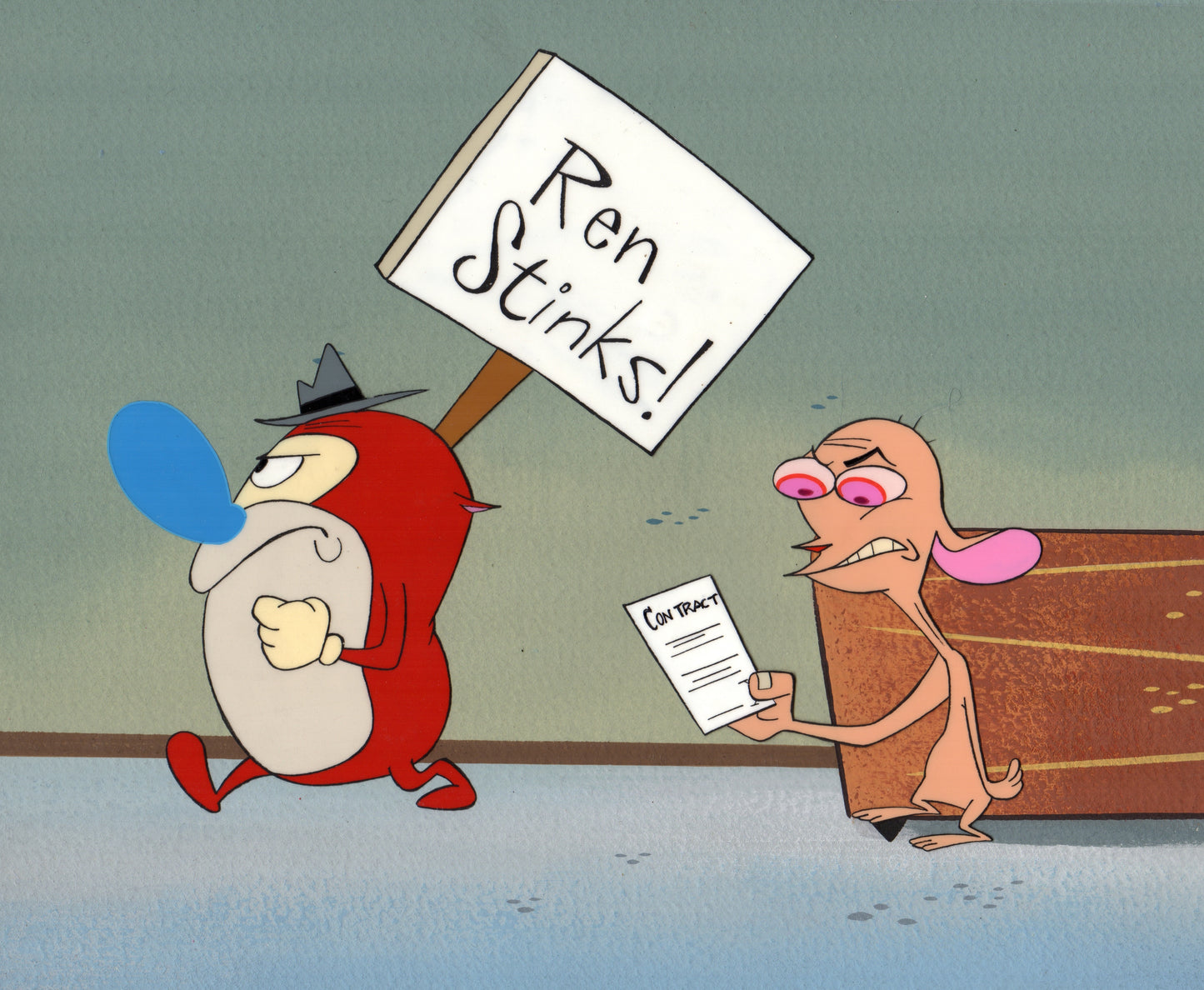 Ren and Stimpy Animation Cartoon Cel and Hand-Painted Background OBG from Nickelodeon 1994-5 9 FC