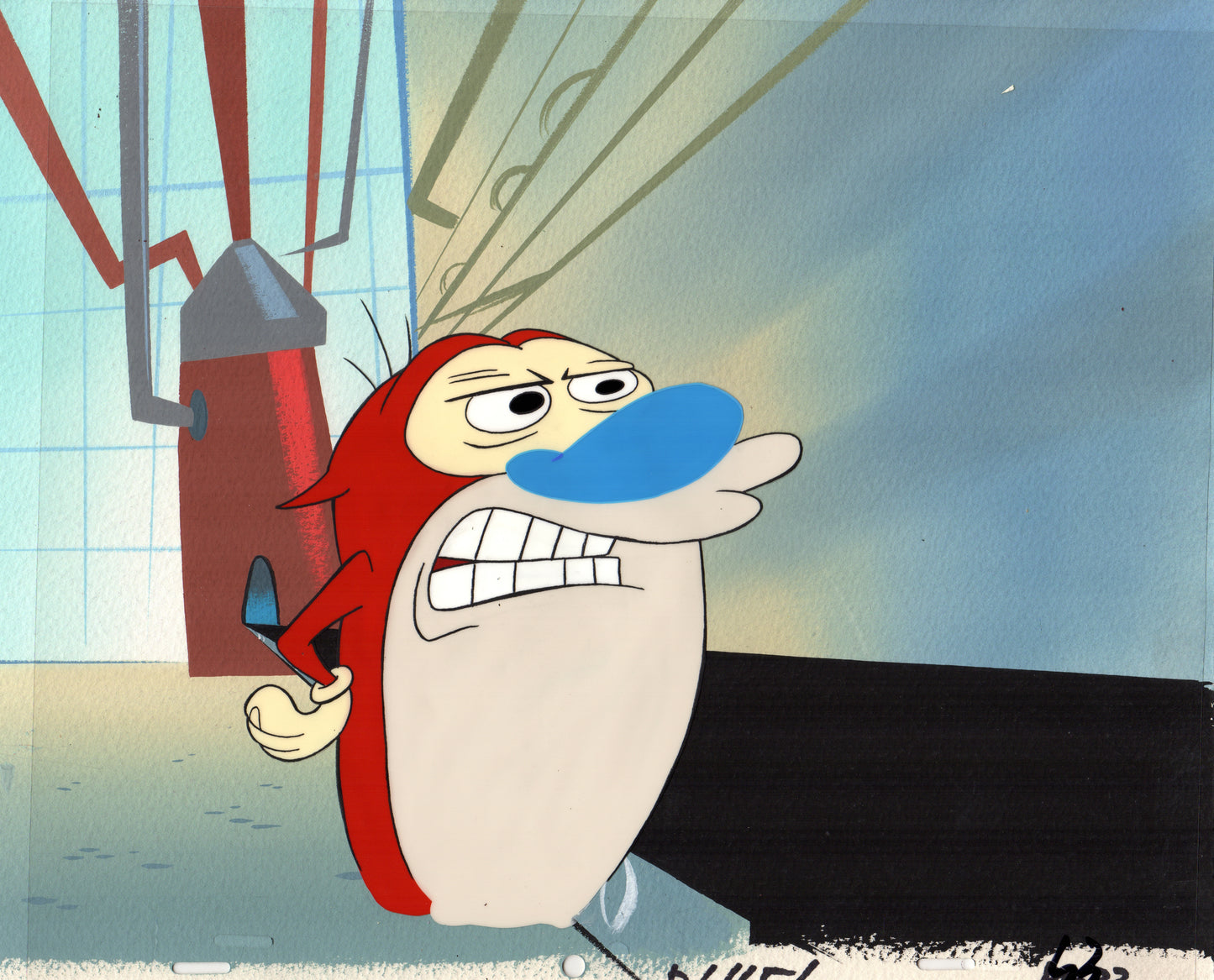 Ren and Stimpy Animation Cartoon Cel and Hand-Painted Background OBG from Nickelodeon 1994-5 12 FC