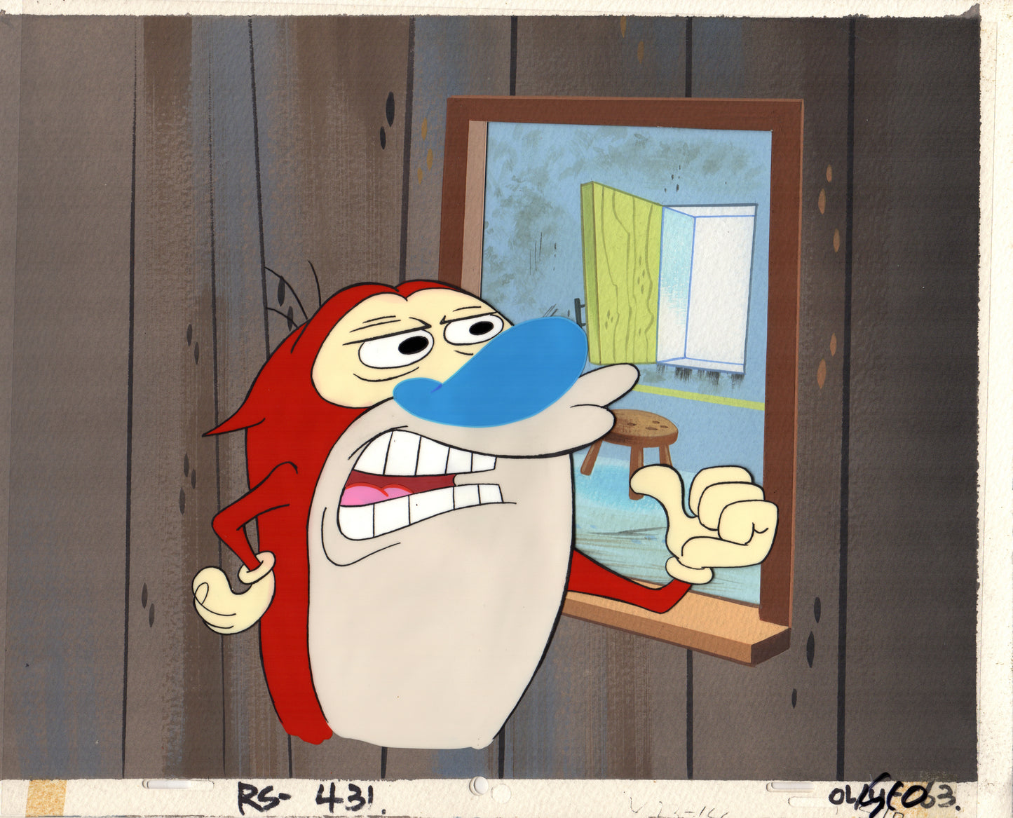 Ren and Stimpy Animation Cartoon Cel and Hand-Painted Background OBG from Nickelodeon 1994-5 14 FC