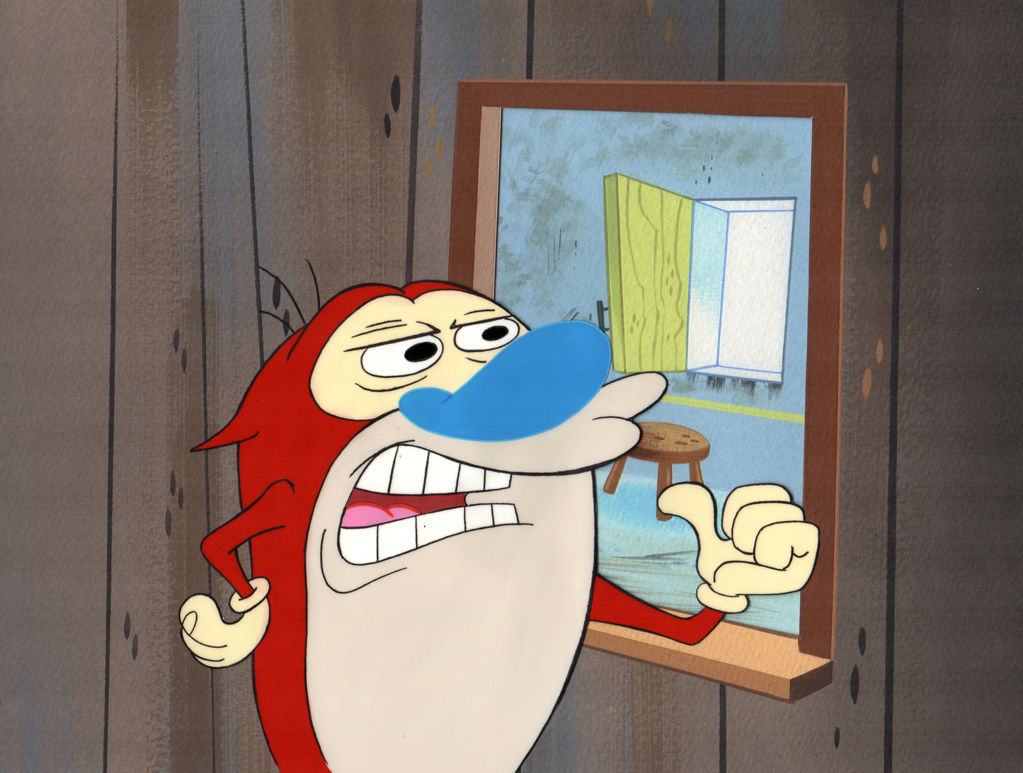 Ren and Stimpy Animation Cartoon Cel and Hand-Painted Background OBG from Nickelodeon 1994-5 14 FC