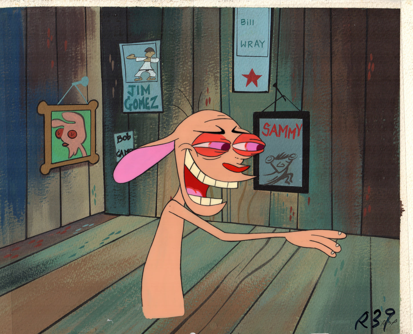 Ren and Stimpy Animation Cartoon Cel and Hand-Painted Background OBG from Nickelodeon 1994-5 15 FC