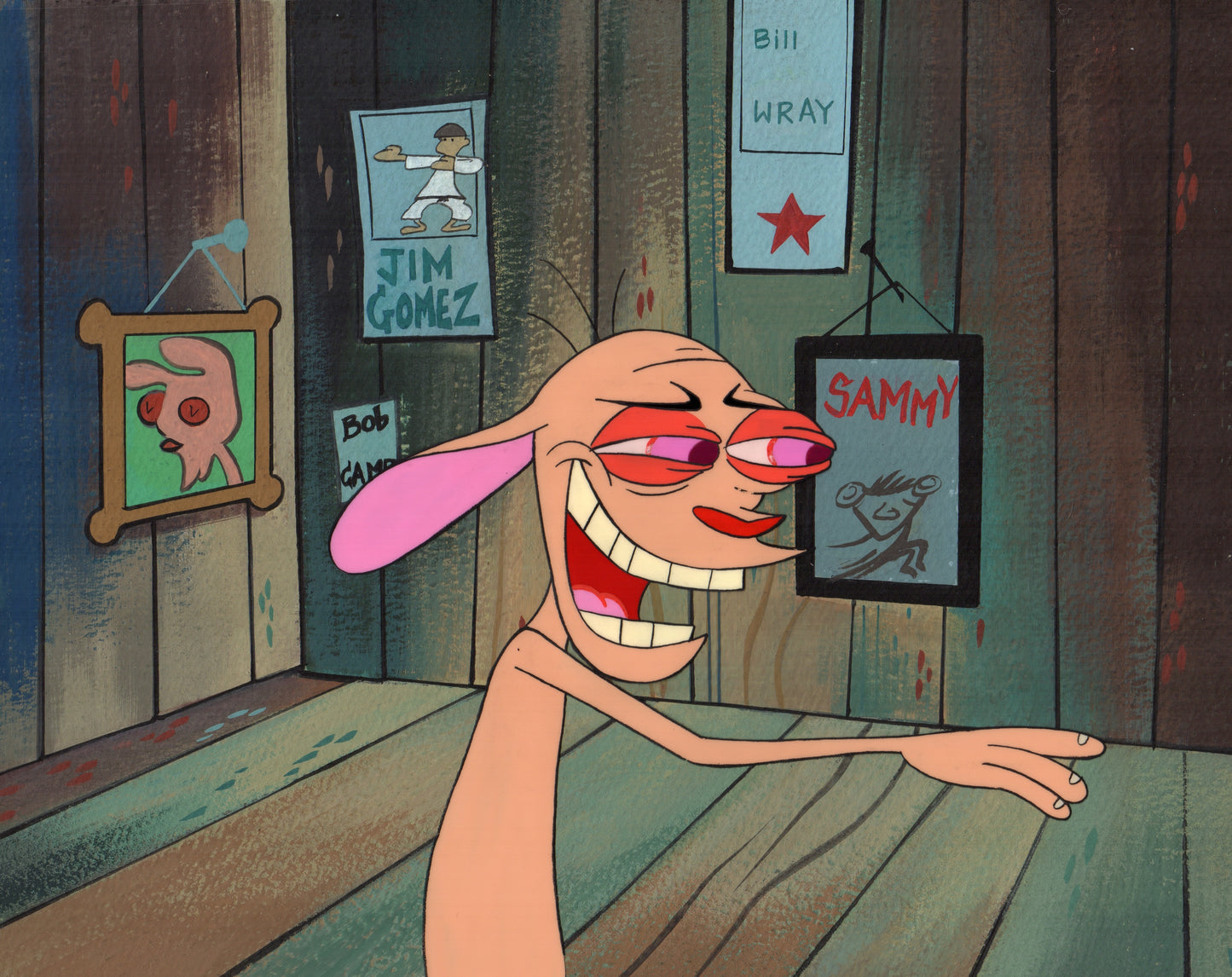 Ren and Stimpy Animation Cartoon Cel and Hand-Painted Background OBG from Nickelodeon 1994-5 15 FC