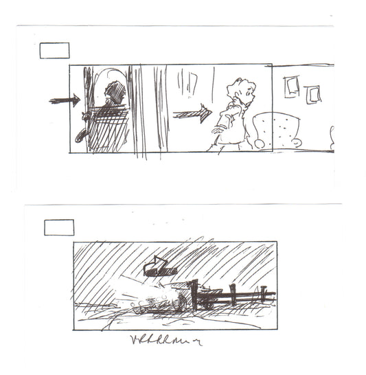 2 LOT The Iron Giant Production Animation Original Ink Storyboards 1999 WB 1