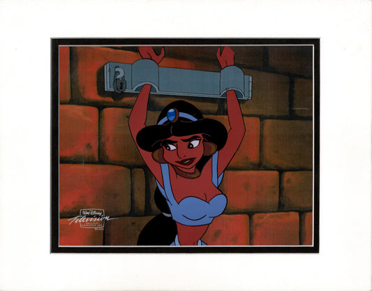 Aladdin Jasmine Walt Disney Cartoon Production Animation Cel and Drawing from 1994 Return of Jafar Matted 12 C-A