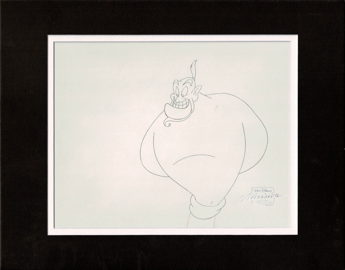 Aladdin The Genie and Jasmine Walt Disney Cartoon Production Animation Cel and Drawing from 1994 Return of Jafar Matted 16 C-A