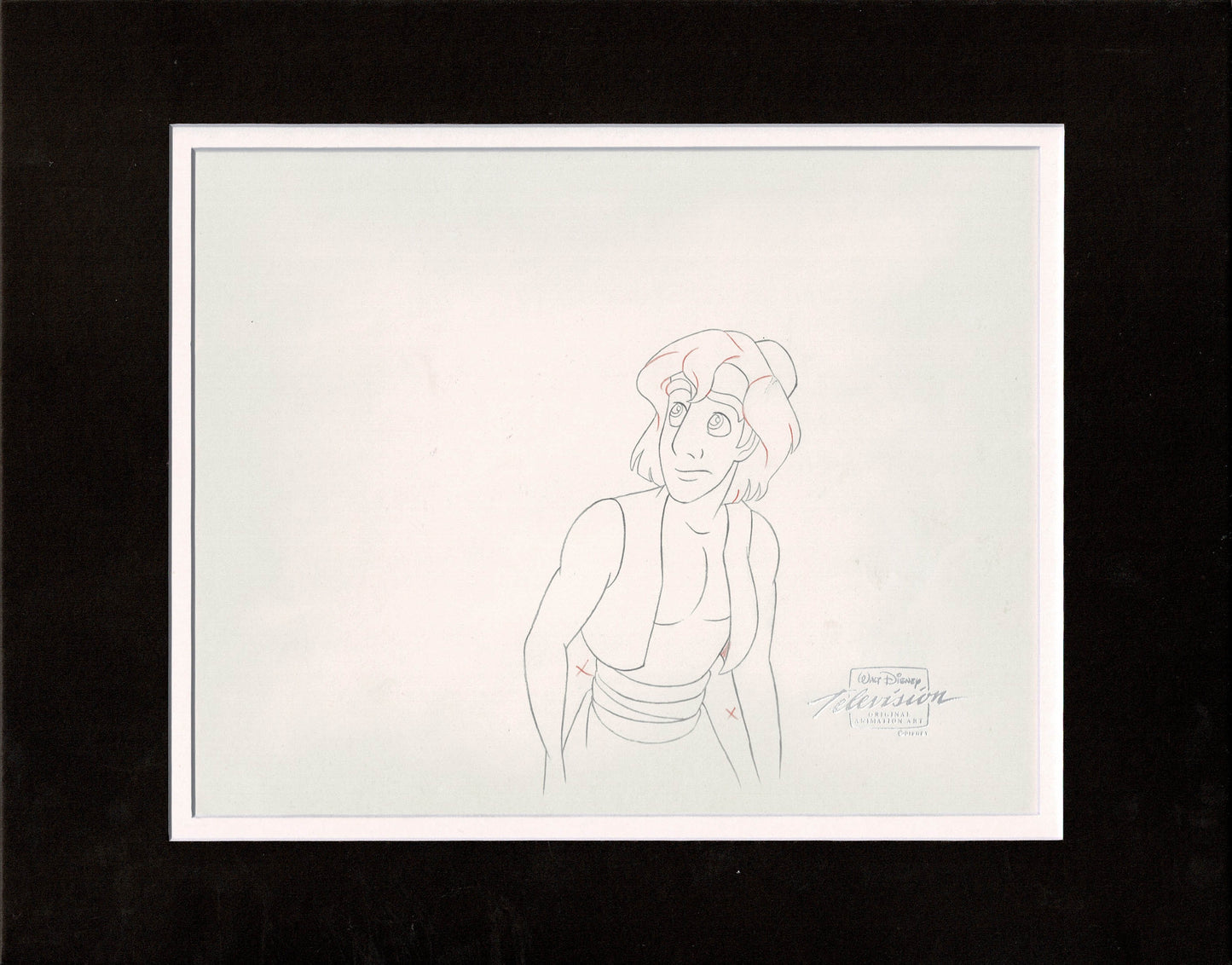 Aladdin Iago Walt Disney Cartoon Production Animation Cel and Drawing from 1994 Return of Jafar Matted 18 C-A