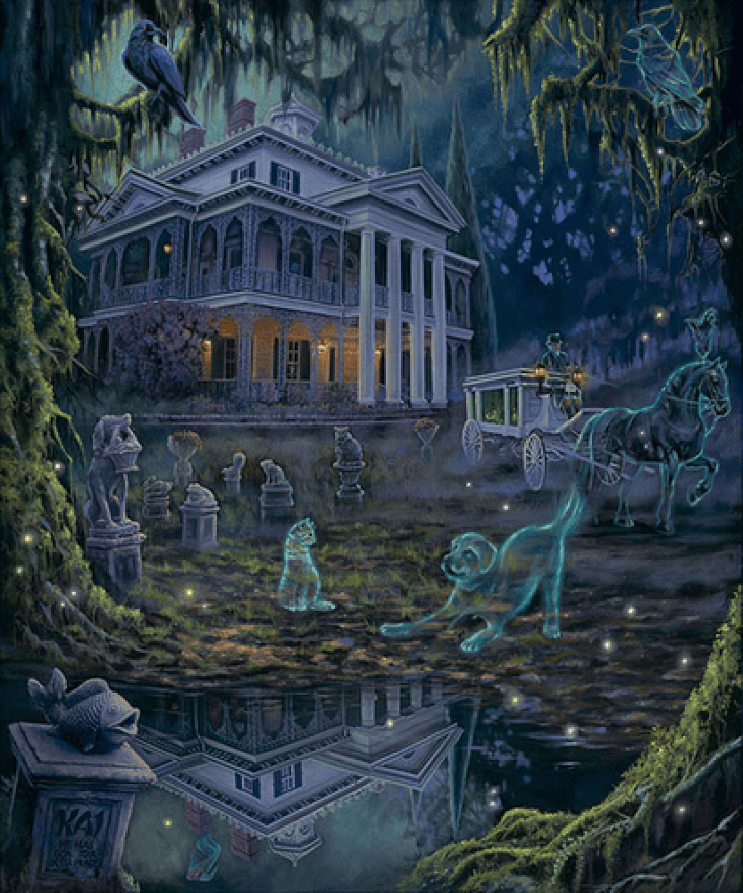 Haunted Mansion Walt Disney Fine Art James Crouch Signed Limited Edition of 195 Print on Canvas "Dearly Beloved Pets"