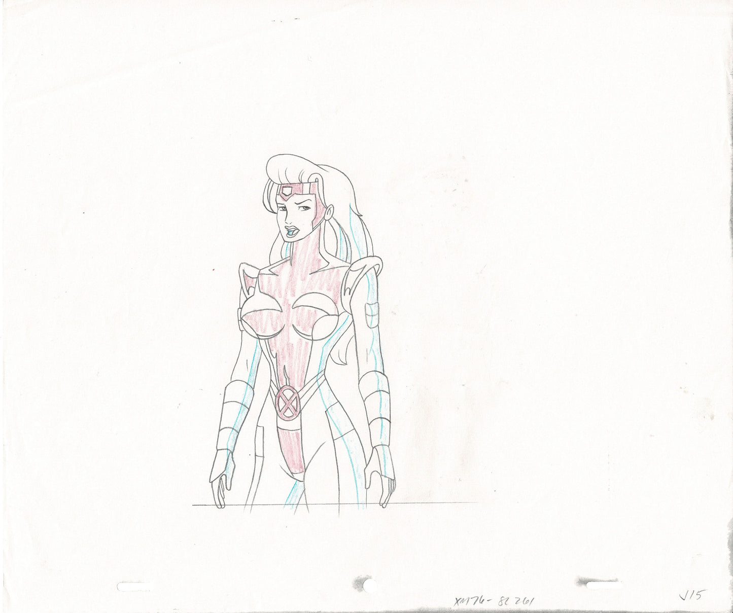 X-Men Jean Grey Marvel Original Production Animation Art Cel Drawing 1992-1997