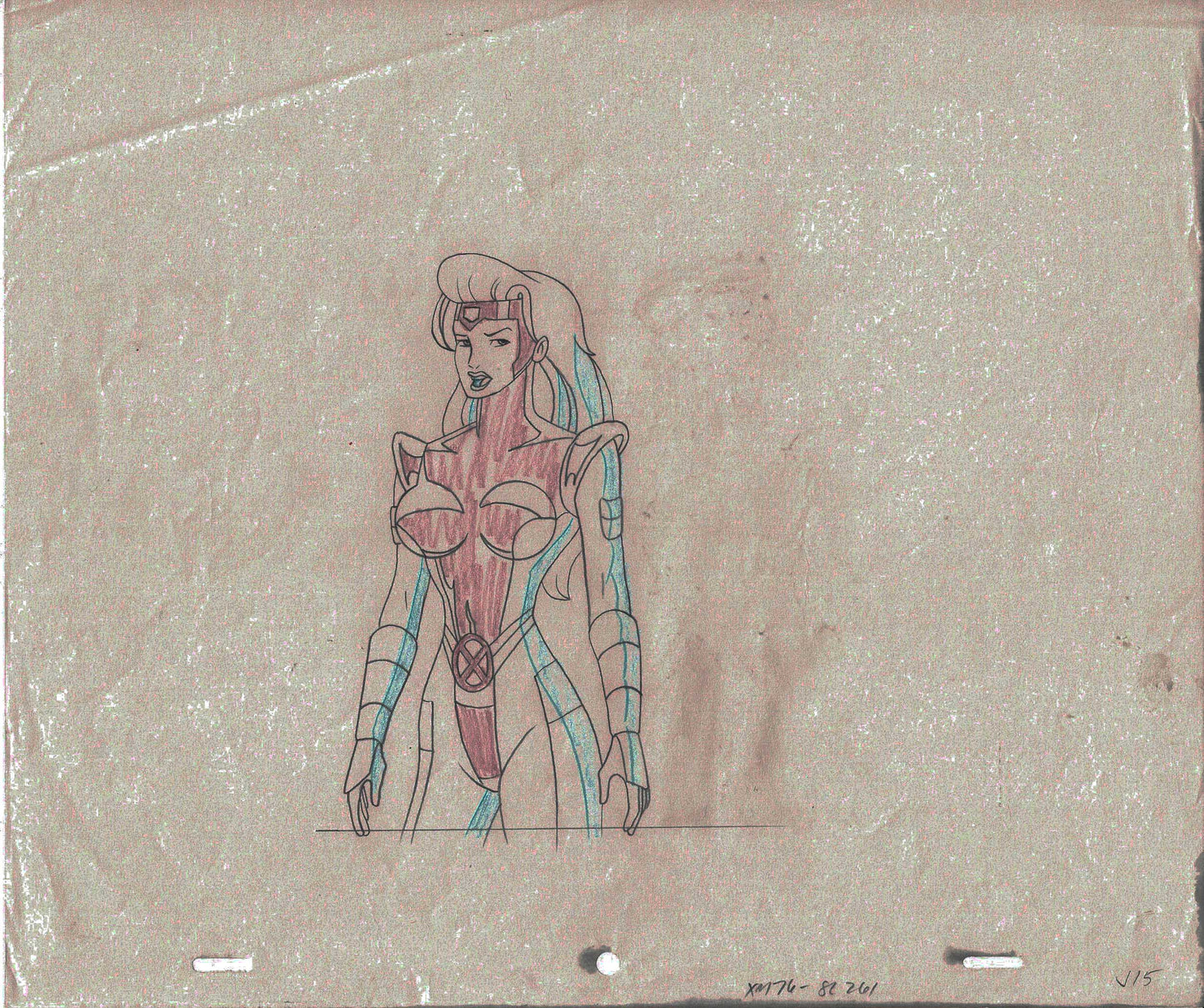 X-Men Jean Grey Marvel Original Production Animation Art Cel Drawing 1992-1997