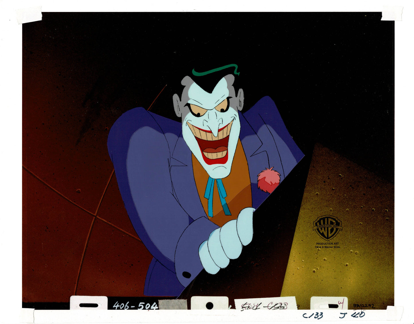 Batman the Animated Series The Joker BTAS Production Animation Cel AND Drawing Warner Bros DC 2272