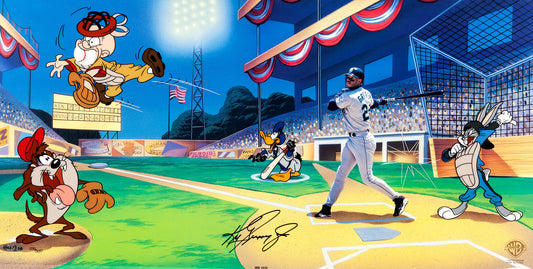 Juniors League Looney Tunes Warner Brothers Limited Ed Animation Cel of 350 Signed by Ken Griffey Jr Playing Baseball with Bugs Bunny n More