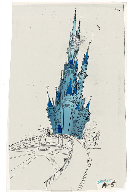 Melanie Taylor Kent Disney Tokyo 1993 10TH Anniversary Serigraph Preliminary Art Cinderella Castle with Mickey Mouse A5