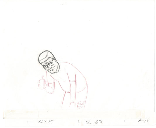 King of the Hill Original Animation Production Cel Drawing of Hank Hill Fox sk