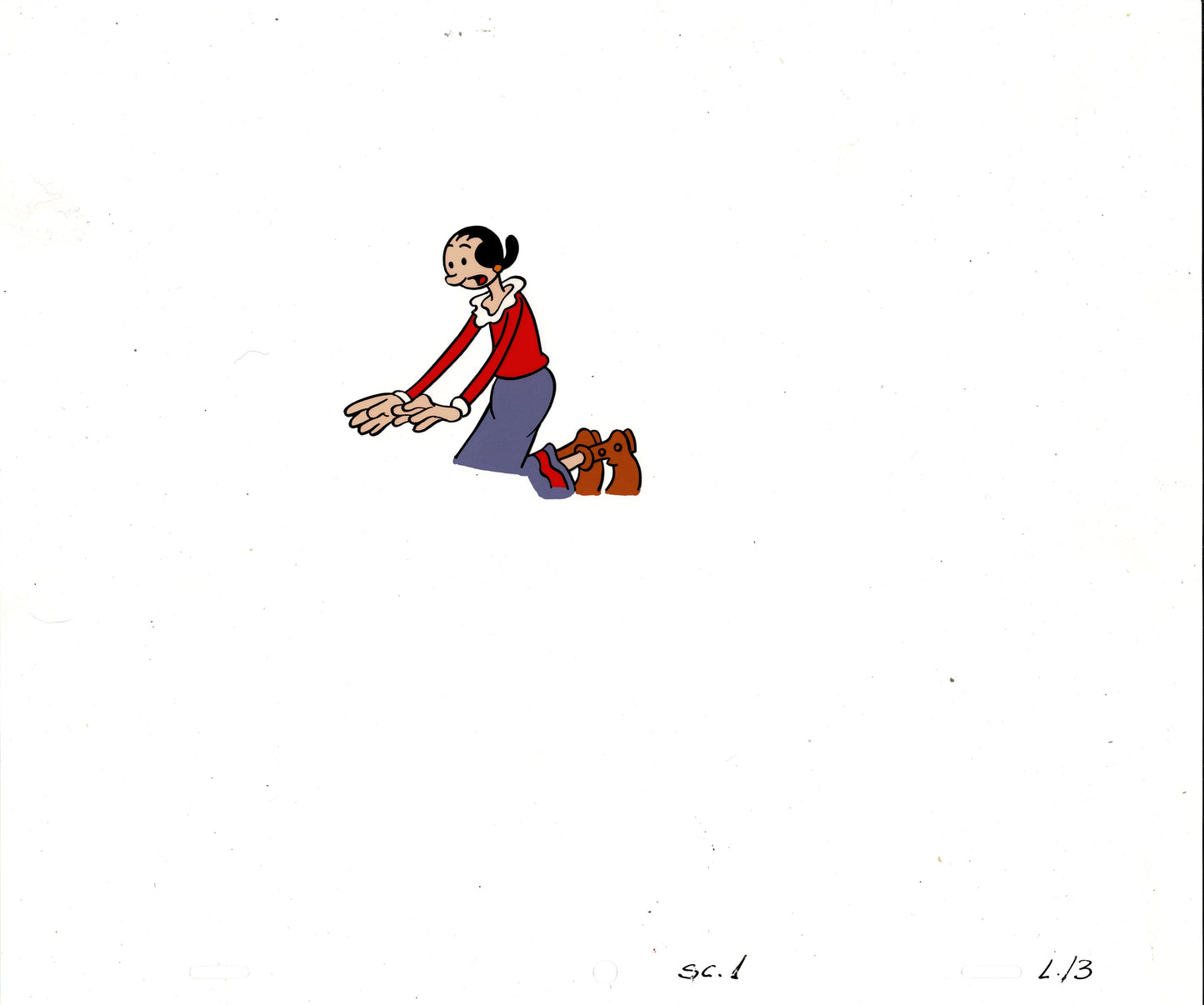 Popeye Olive Oyl Screen-Used Production Animation Cel and Drawing Hand-Inked Pre-1970s 13,