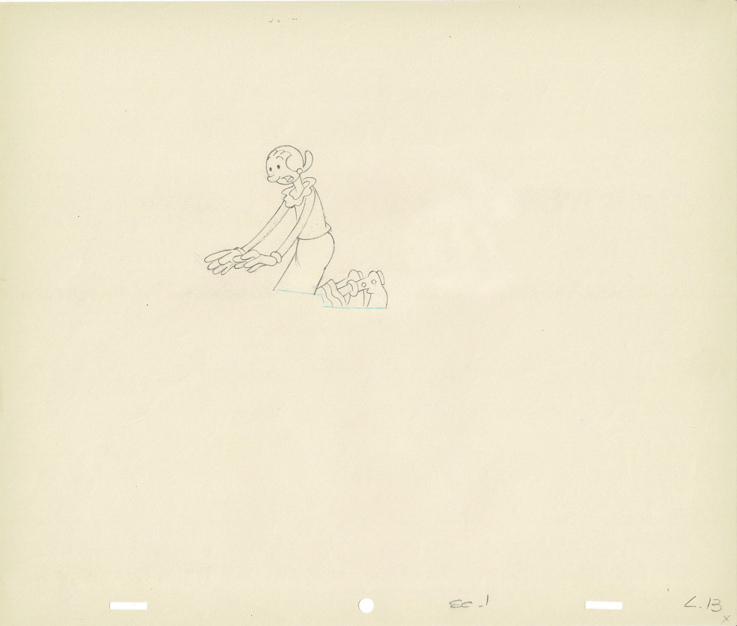 Popeye Olive Oyl Screen-Used Production Animation Cel and Drawing Hand-Inked Pre-1970s 13,