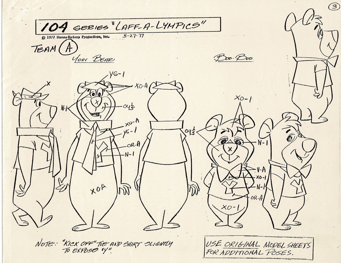 Laff A Lympics Model Sheet Copy Group of 24 Pages 1977 Production Hanna Barbera