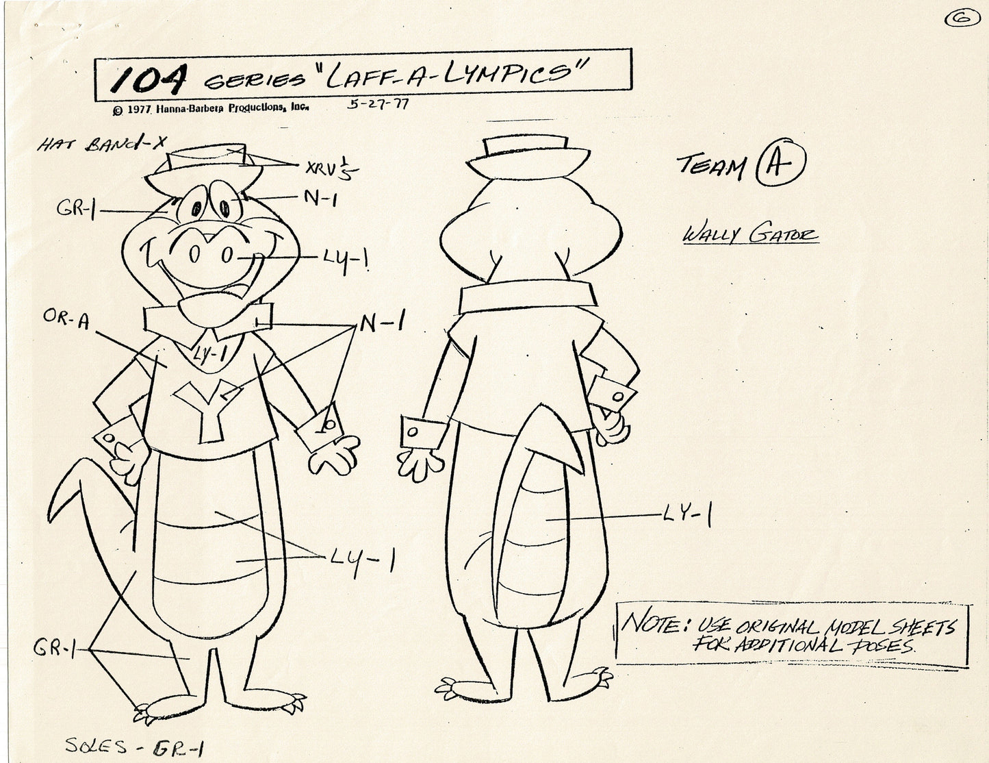 Laff A Lympics Model Sheet Copy Group of 24 Pages 1977 Production Hanna Barbera