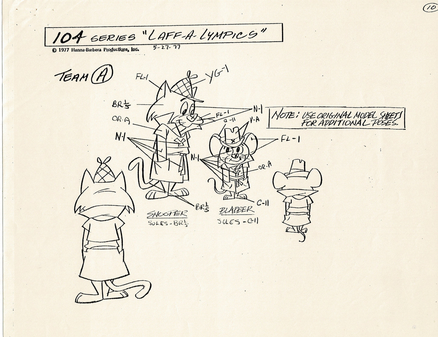 Laff A Lympics Model Sheet Copy Group of 24 Pages 1977 Production Hanna Barbera