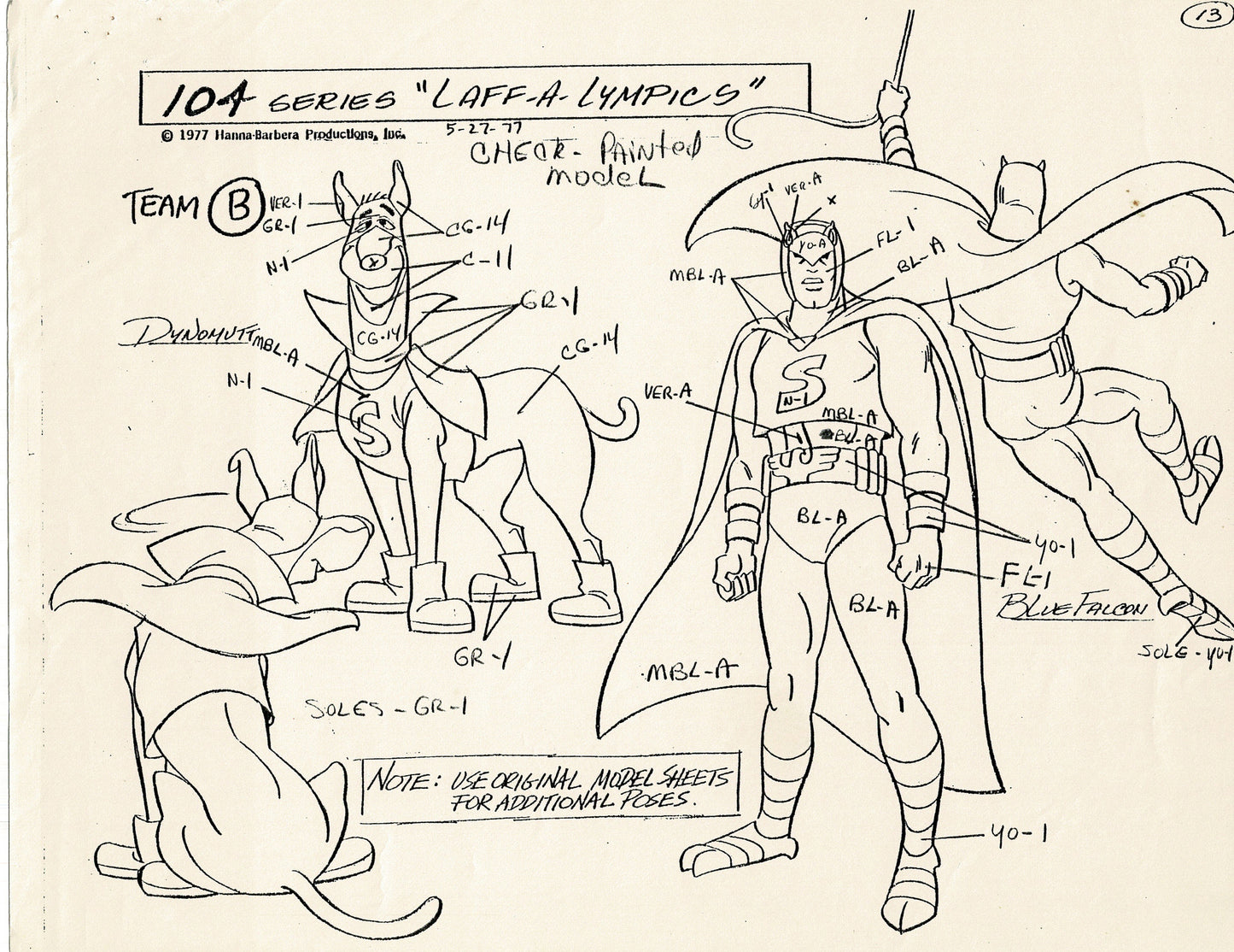 Laff A Lympics Model Sheet Copy Group of 24 Pages 1977 Production Hanna Barbera