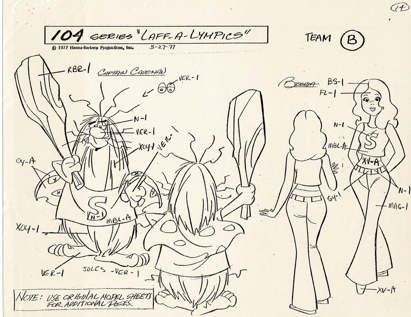 Laff A Lympics Model Sheet Copy Group of 24 Pages 1977 Production Hanna Barbera