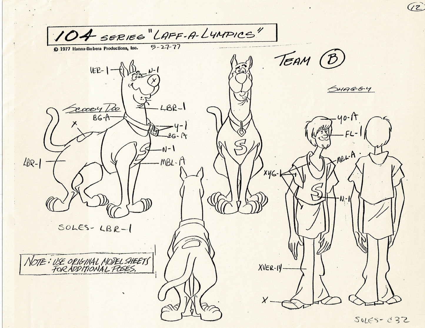 Laff A Lympics Model Sheet Copy Group of 24 Pages 1977 Production Hanna Barbera