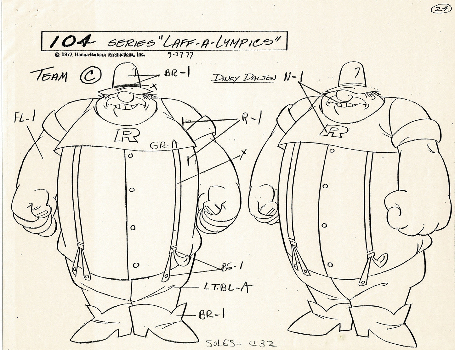 Laff A Lympics Model Sheet Copy Group of 24 Pages 1977 Production Hanna Barbera