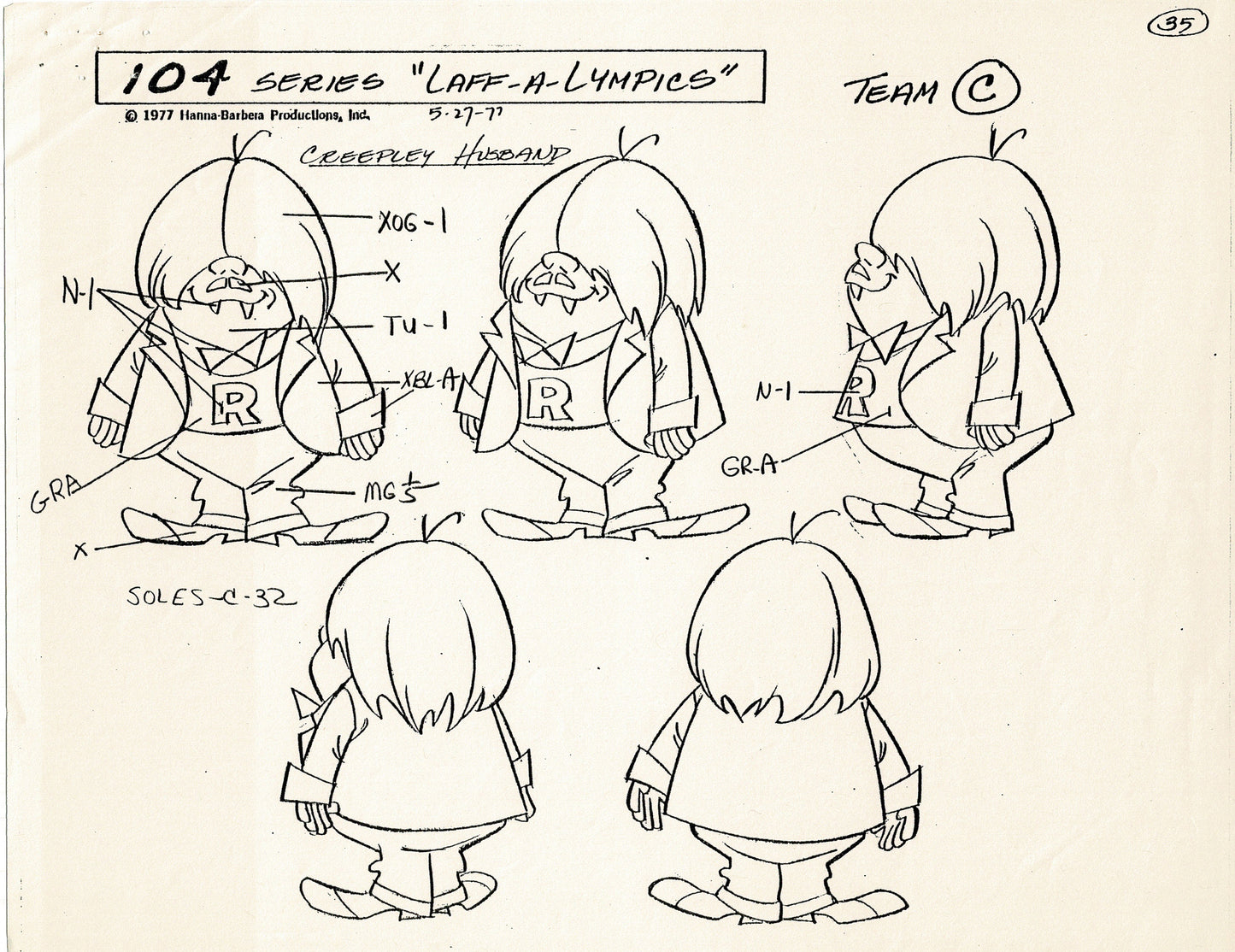 Laff A Lympics Model Sheet Copy Group of 24 Pages 1977 Production Hanna Barbera
