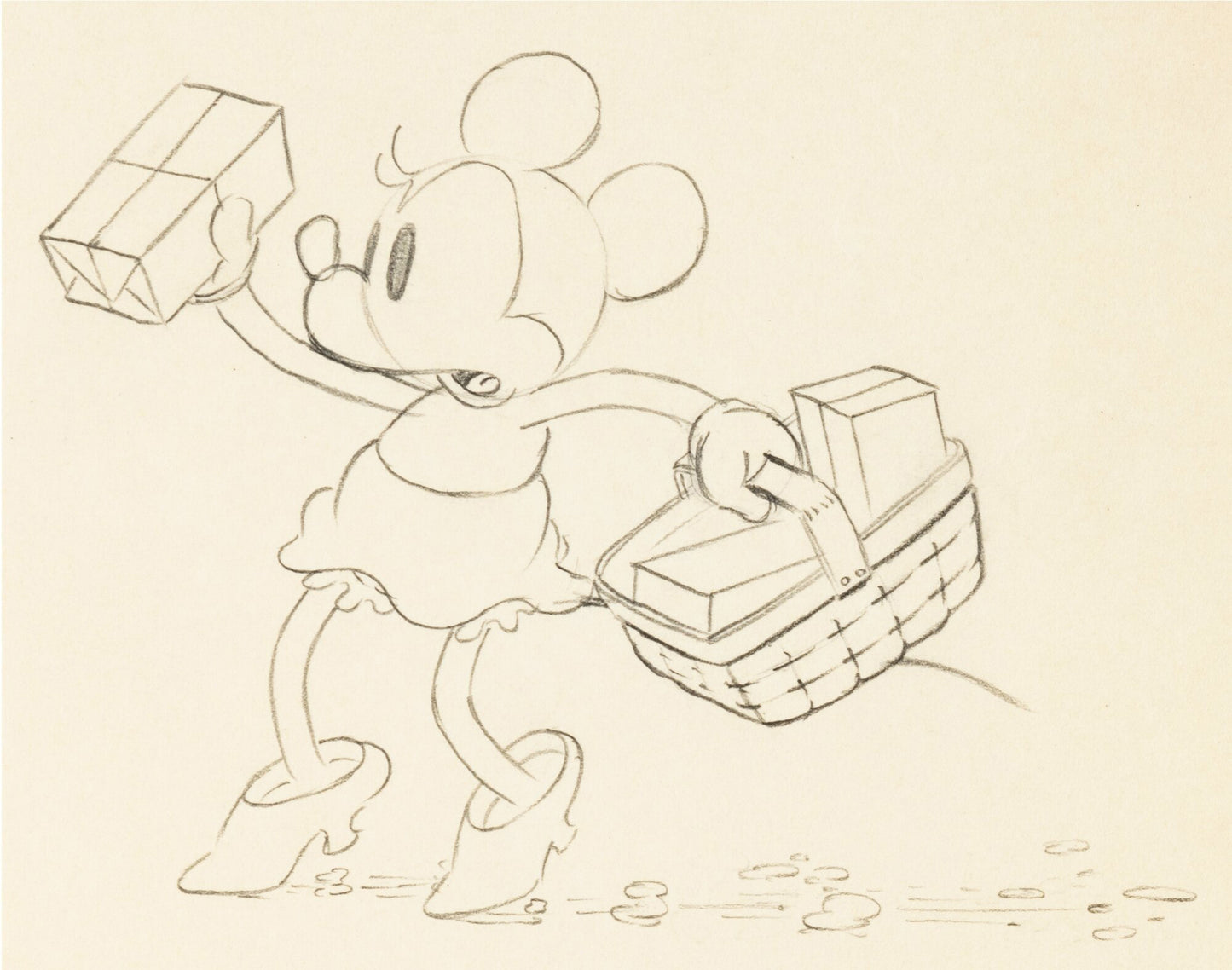 Minnie Mouse 1933 Original Production Animation Cel Drawing from Disney Building a Building 117