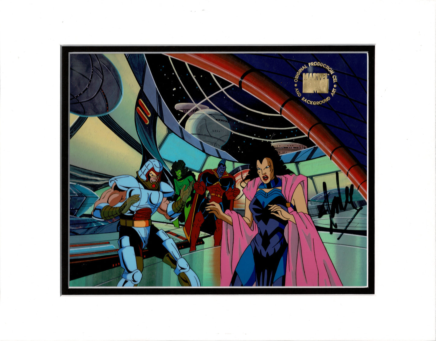 X-Men The Animated Series 1992-1997 Marvel Production Animation Cel Setup with OBG Key Master Setup Lilandra Signed Stan Lee 2